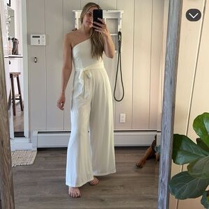 Petal & Pup Off-White One-Shoulder Jumpsuit